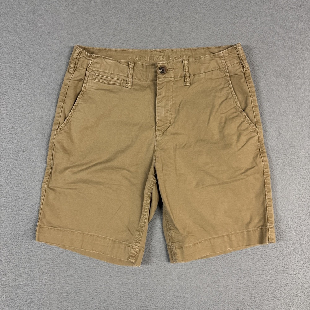 American Eagle Shorts Mens 30 (Fits 32) Brown Classic Chino Cotton Blend Twill